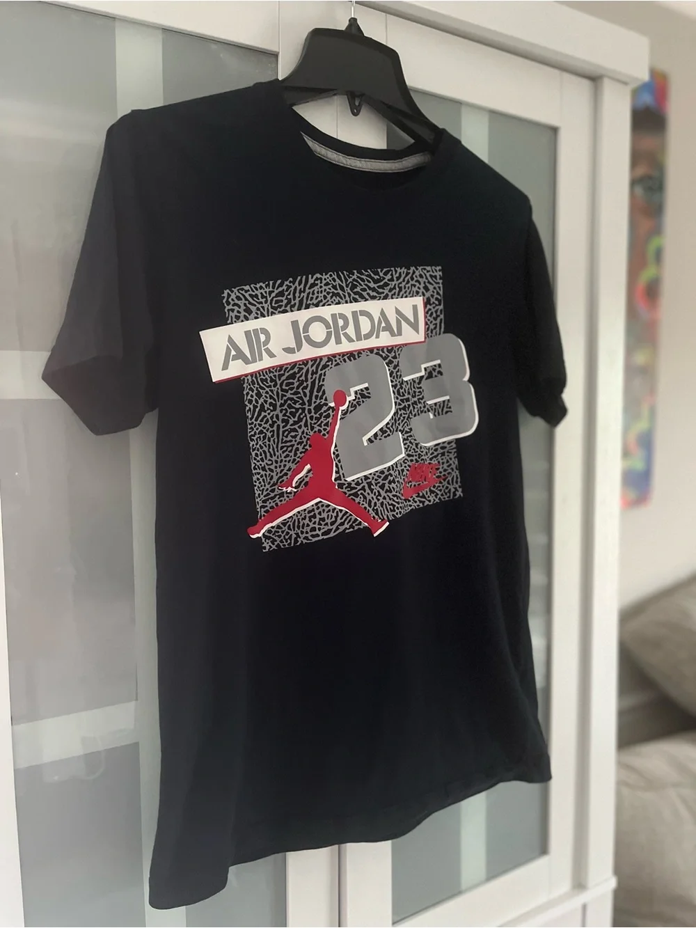 Jordan Black Short Sleeve Graphic Tee Red White organic cotton medium mens soft